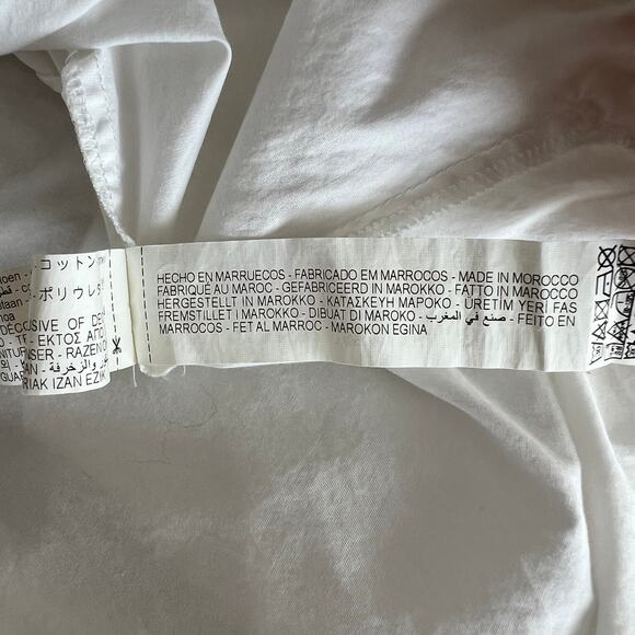 Zara Long Sleeve Lace Trim Button-Up Hi-Low Tunic Shirt Women's Size L White - Picture 8 of 8